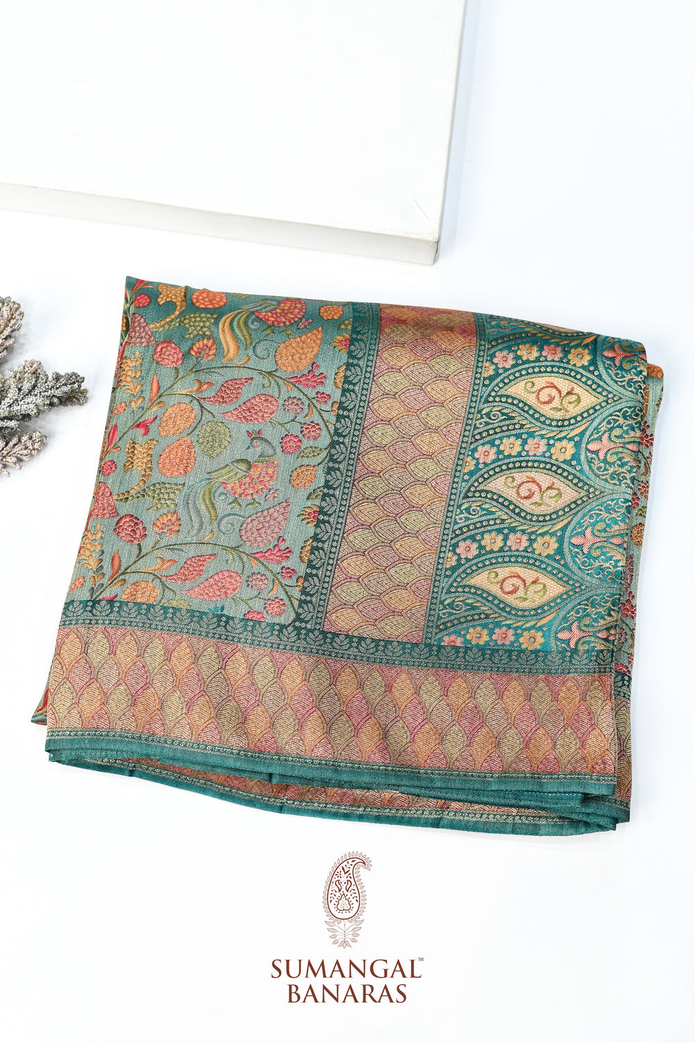 Grey Kalamkari Moonga Silk Blended Saree