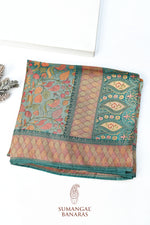 Grey Kalamkari Moonga Silk Blended Saree