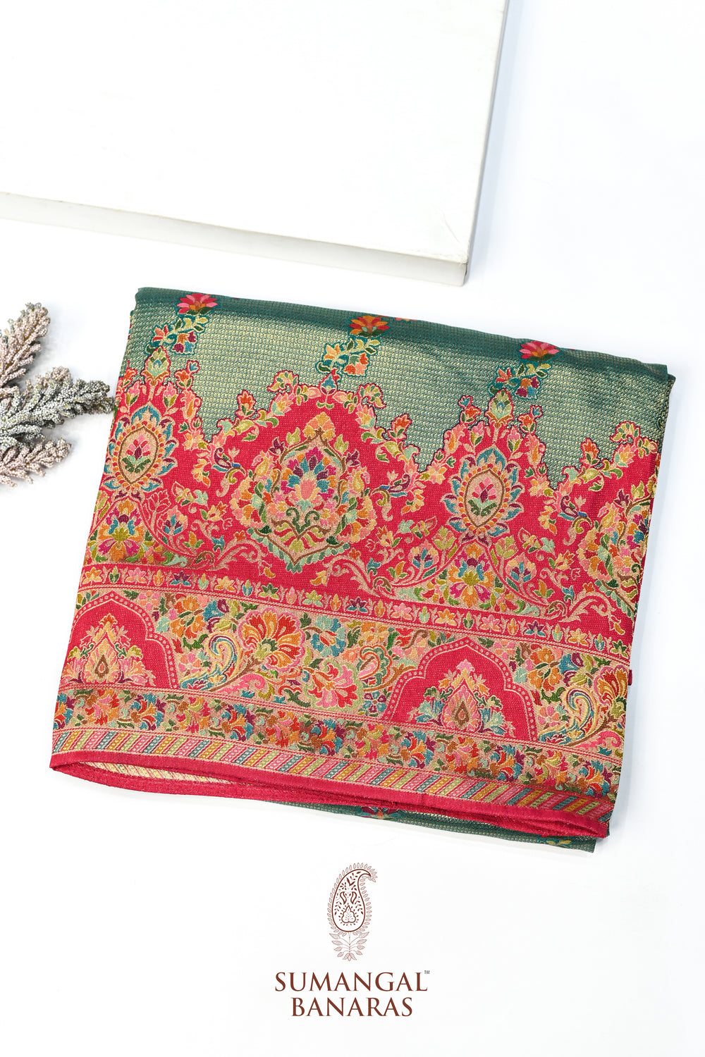 Grey Kalamkari Moonga Silk Blended Saree