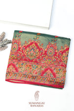 Grey Kalamkari Moonga Silk Blended Saree