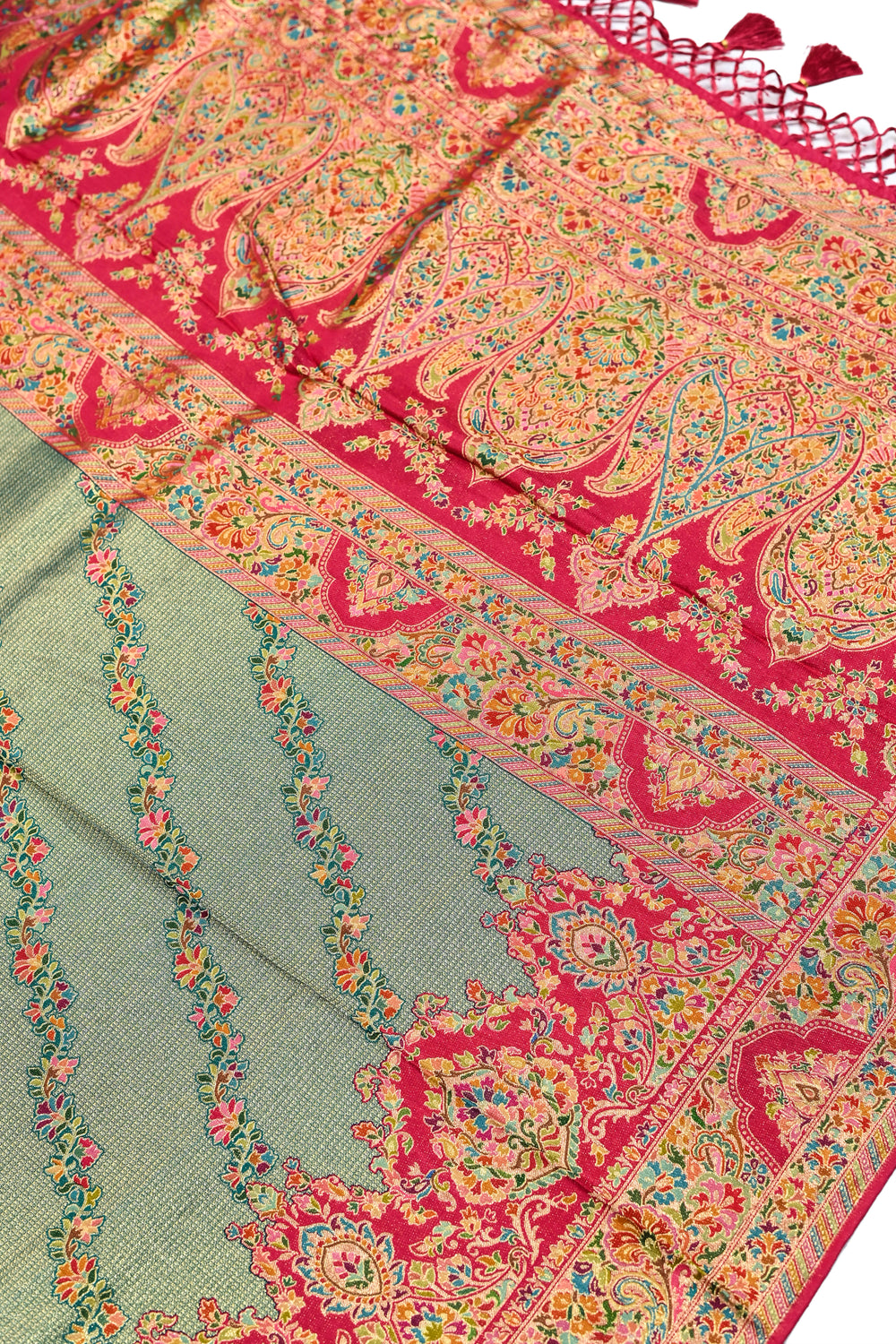 Grey Kalamkari Moonga Silk Blended Saree