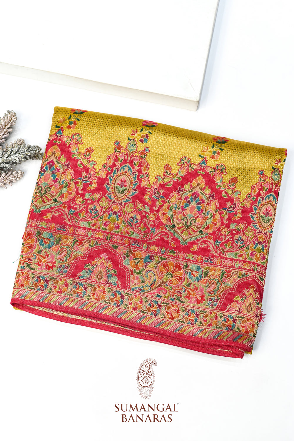 Yellow Kalamkari Moonga Silk  Blended Saree