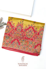 Yellow Kalamkari Moonga Silk  Blended Saree