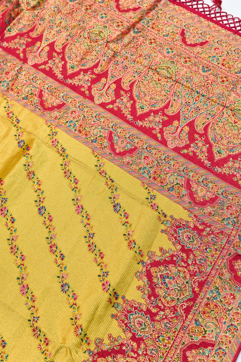 Yellow Kalamkari Moonga Silk  Blended Saree