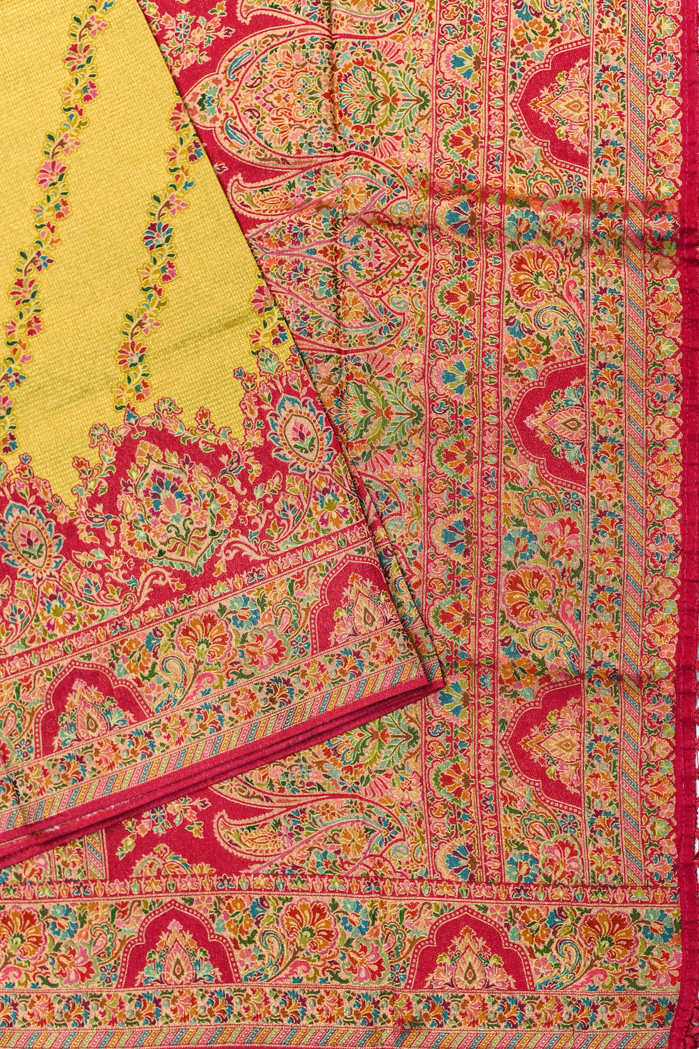 Yellow Kalamkari Moonga Silk  Blended Saree