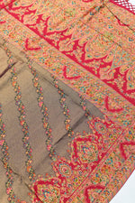 Grey Kalamkari Moonga Silk Blended Saree
