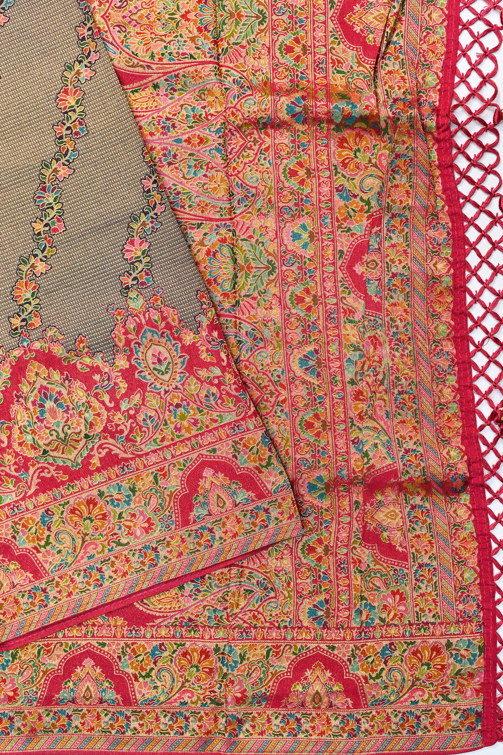Grey Kalamkari Moonga Silk Blended Saree