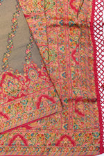 Grey Kalamkari Moonga Silk Blended Saree