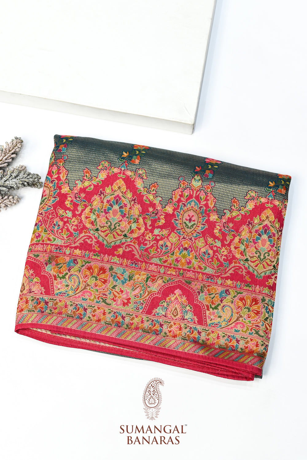 Light Grey Kalamkari Moonga Silk Blended Saree