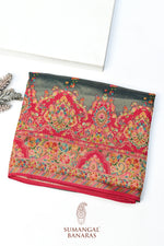 Light Grey Kalamkari Moonga Silk Blended Saree