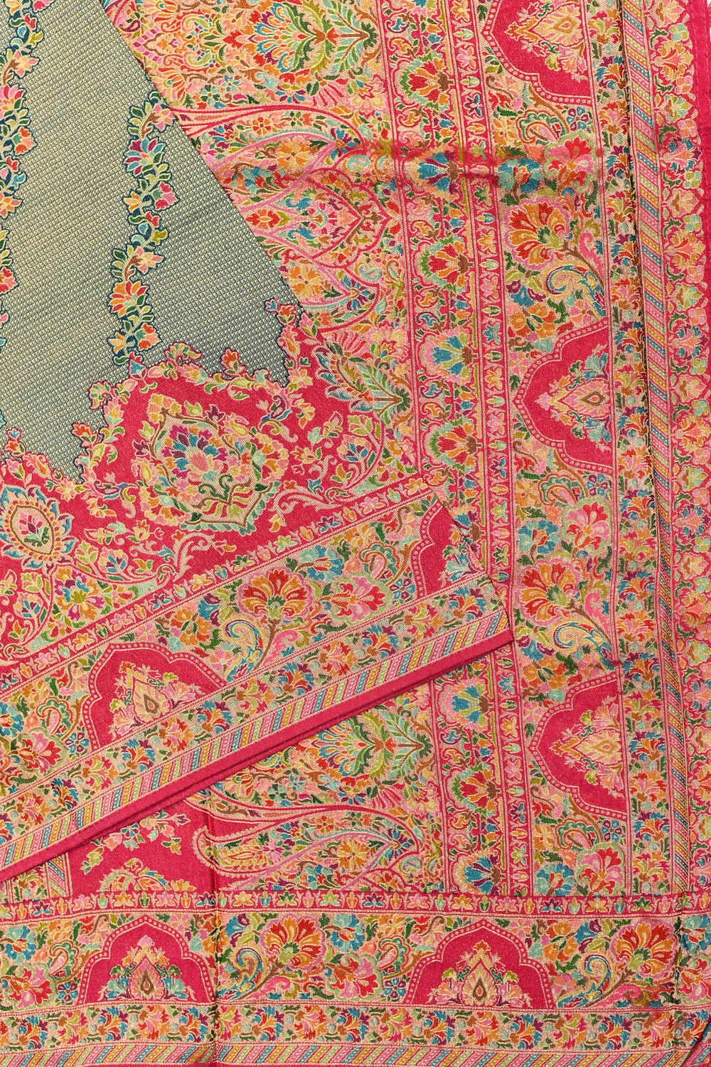 Light Grey Kalamkari Moonga Silk Blended Saree