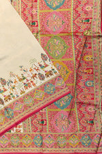 Off White Kalamkari Moonga Silk Blended Saree