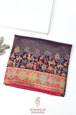 Grey Kalamkari Moonga Silk Blended Saree