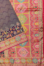 Grey Kalamkari Moonga Silk Blended Saree