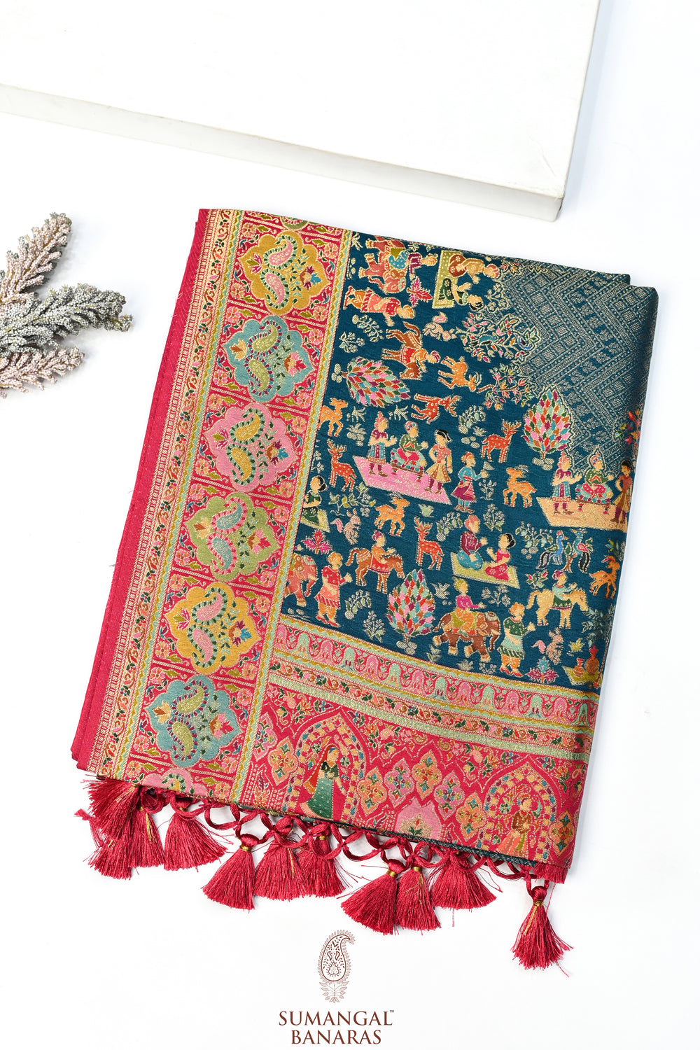Light Grey Kalamkari Moonga Silk Blended Saree