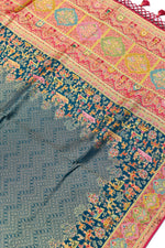 Light Grey Kalamkari Moonga Silk Blended Saree