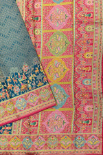 Light Grey Kalamkari Moonga Silk Blended Saree
