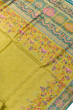 Mustard Yellow Kalamkari Moonga Silk Blended Saree