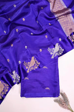 Handwoven Royal Blue Banarasi Katan Silk Suit