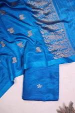 Handwoven Sky Blue Banarasi Katan Silk Suit