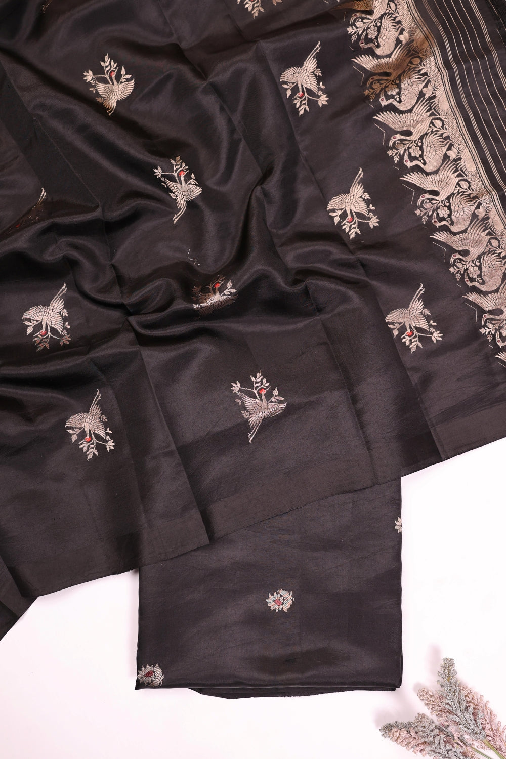 Handwoven Black Banarasi Katan Silk Suit
