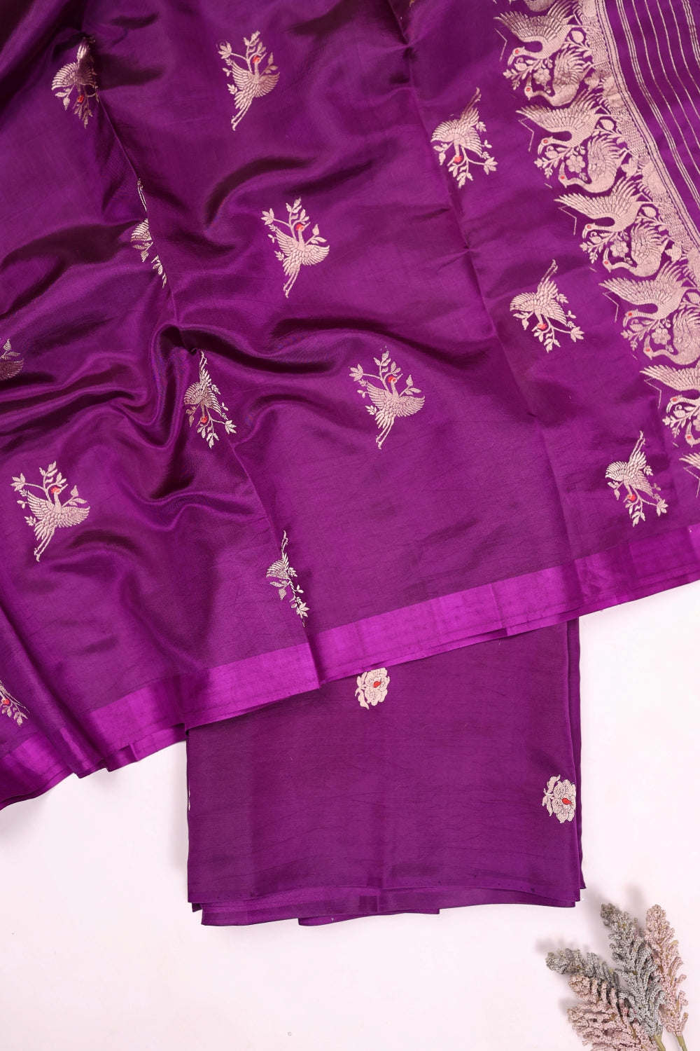 Handwoven Dark Purple Banarasi Katan Silk Suit