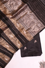 Handwoven Jet Black Banarasi Katan Silk Suit