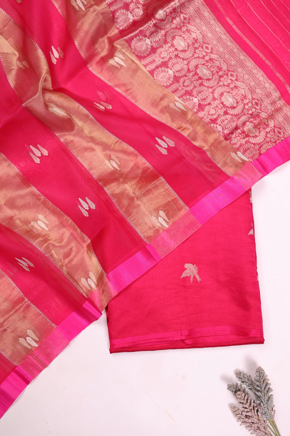 Handwoven Rani Pink Banarasi Katan Silk Suit