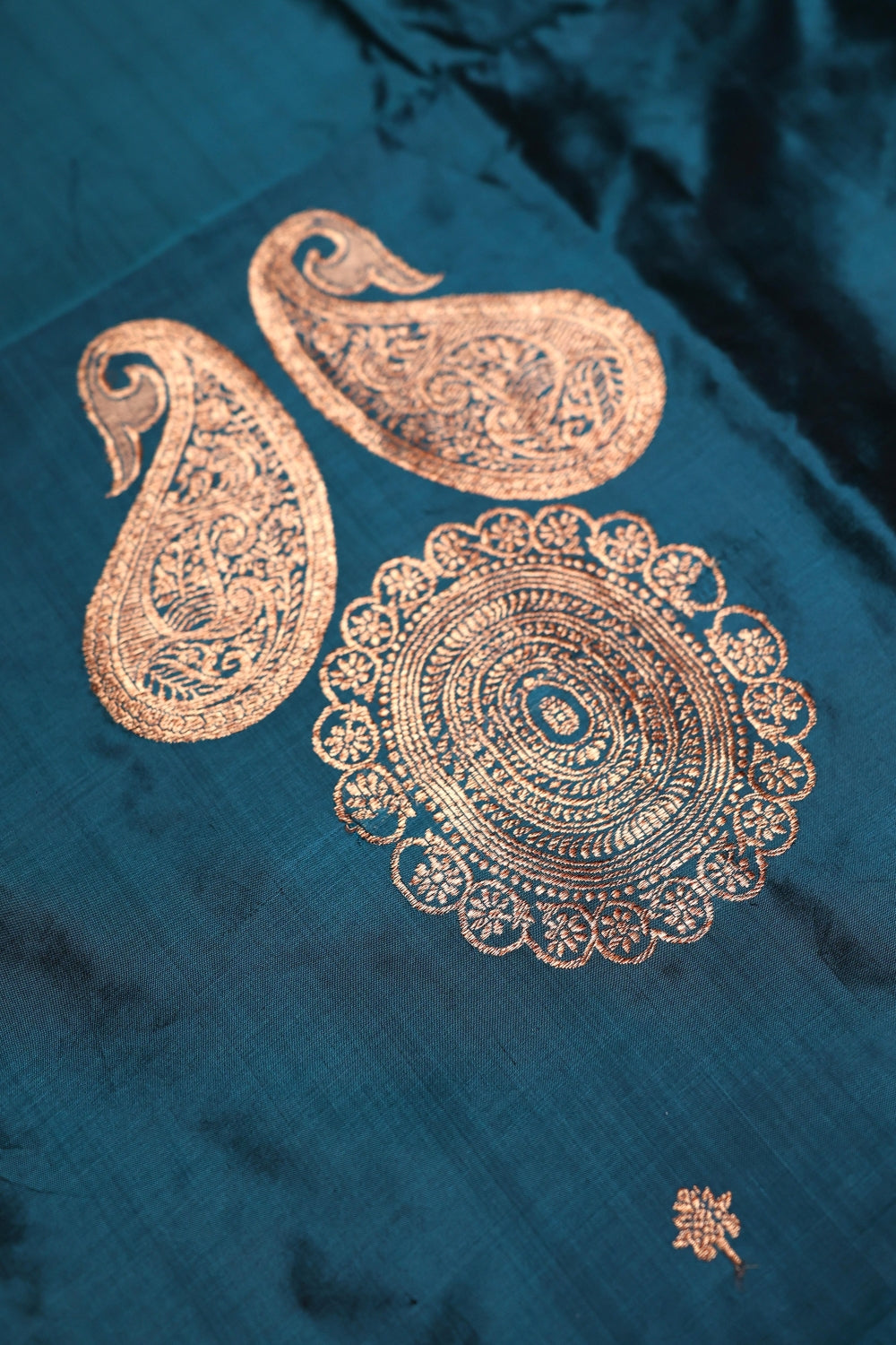 Handwoven Bottle Green Banarasi Katan Silk Co - ord Set