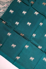 Handwoven Peacock Green Banarasi Katan Silk Suit
