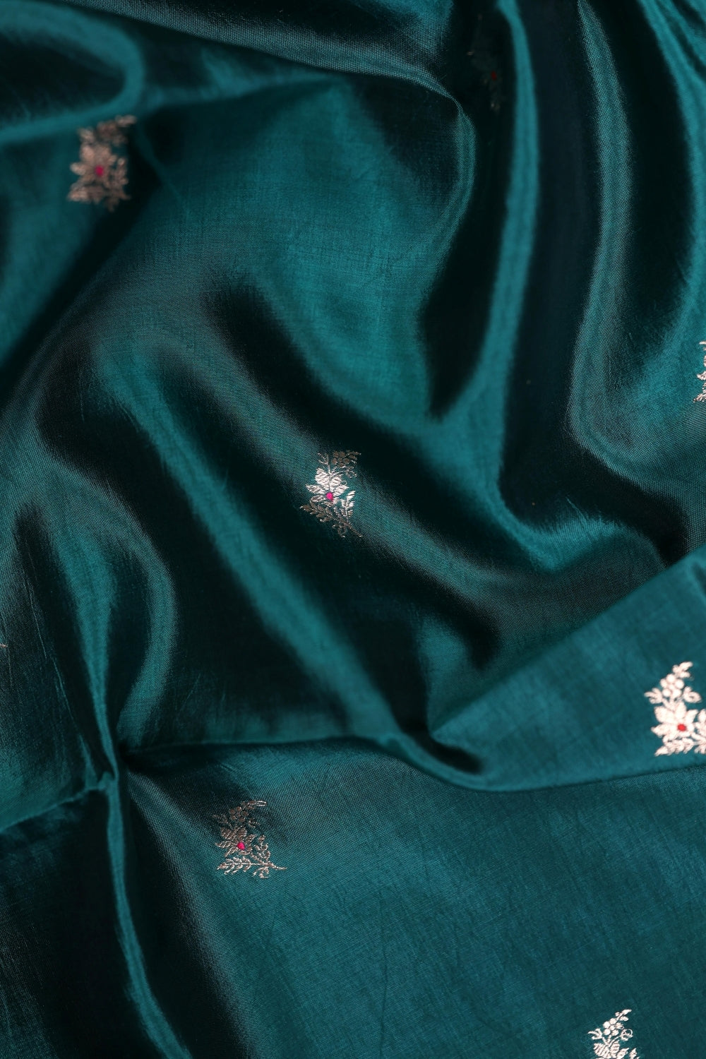 Handwoven Peacock Green Banarasi Katan Silk Suit