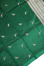 Handwoven Dark Green Motif Banarasi Katan Silk Suit
