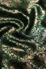 Handwoven Dark Green Motif Banarasi Katan Silk Suit