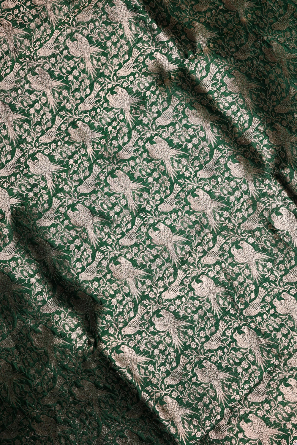 Handwoven Dark Green Motif Banarasi Katan Silk Suit