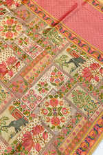 Cream Kalamkari Moonga Silk Blended Saree