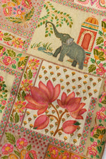 Cream Kalamkari Moonga Silk Blended Saree