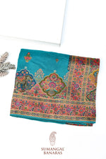 Sky Blue Kalamkari Moonga Silk Blended Saree