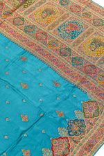Sky Blue Kalamkari Moonga Silk Blended Saree