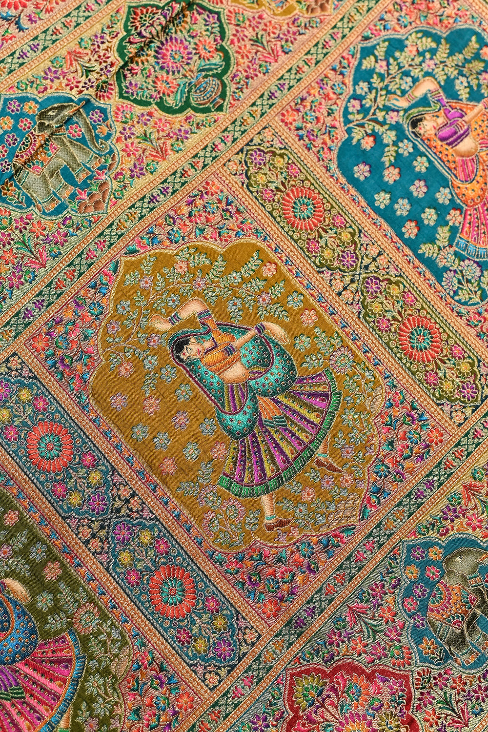 Sky Blue Kalamkari Moonga Silk Blended Saree