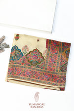 Cream Kalamkari Moonga Silk Blended Saree