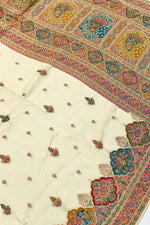 Cream Kalamkari Moonga Silk Blended Saree