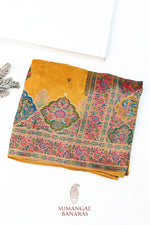 Yellow Kalamkari Moonga Silk Blended Saree