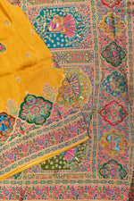 Yellow Kalamkari Moonga Silk Blended Saree