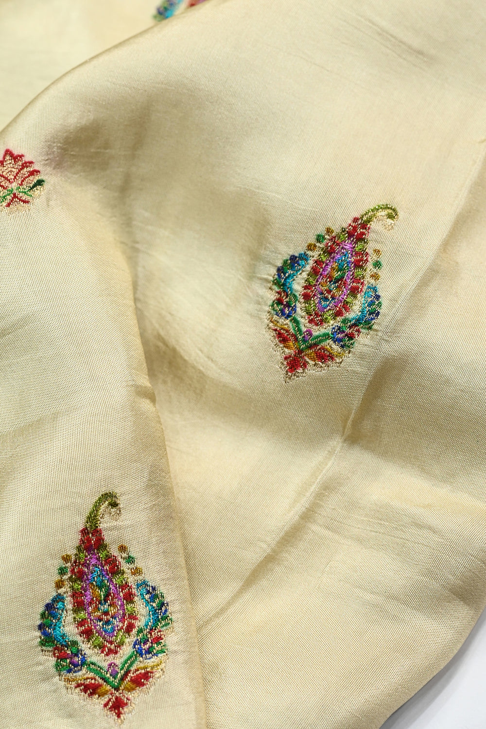 Off White Kalamkari Moonga Silk Blended Saree