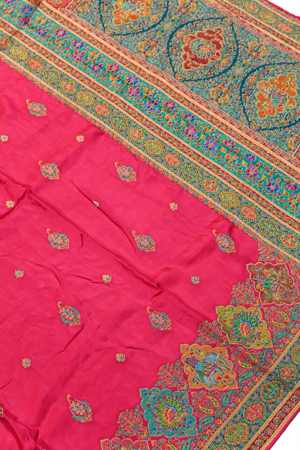 Rani Pink Kalamkari Moonga Silk Blended Saree