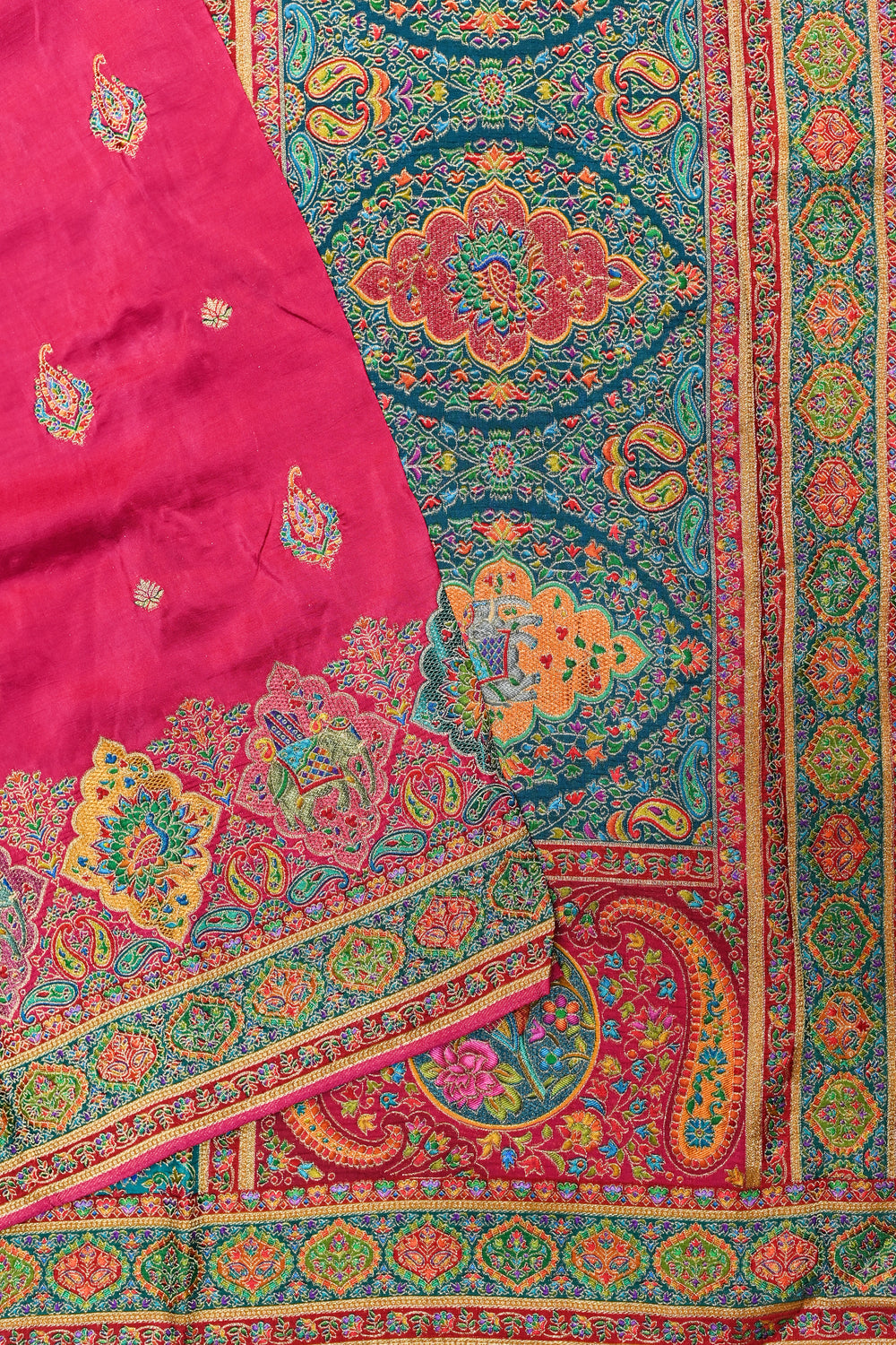 Rani Pink Kalamkari Moonga Silk Blended Saree