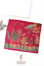 Rani Pink Kalamkari Moonga Silk Blended Saree