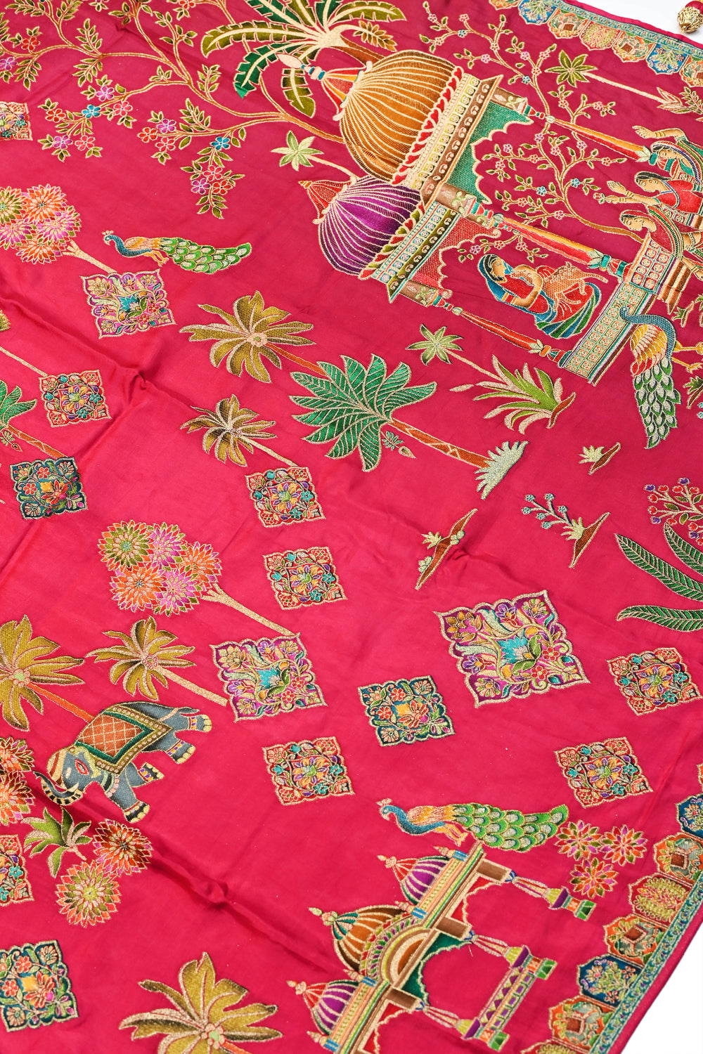 Rani Pink Kalamkari Moonga Silk Blended Saree