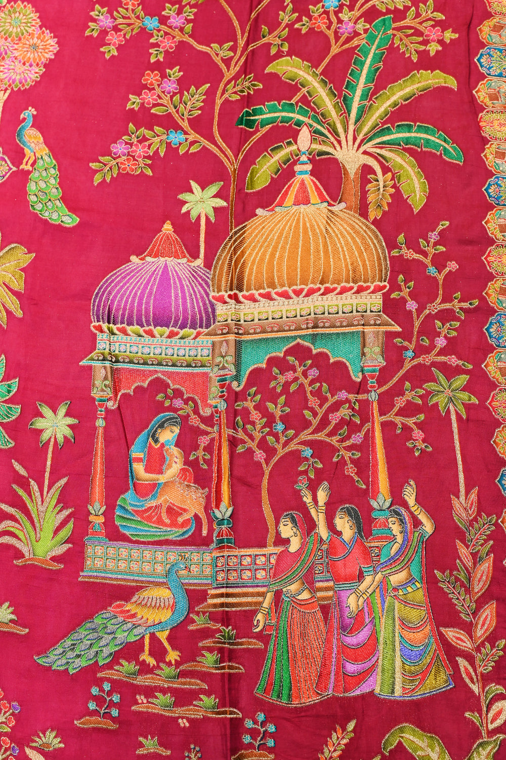 Rani Pink Kalamkari Moonga Silk Blended Saree