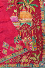 Rani Pink Kalamkari Moonga Silk Blended Saree